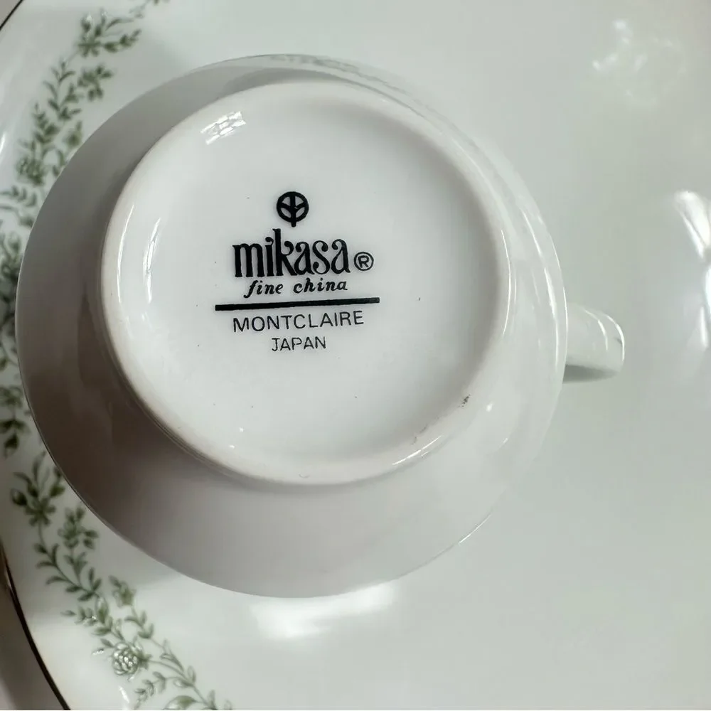 Mikasa Vintage Set Of 4 Snack Plates & Cups Montclaire Porcelain China Japan